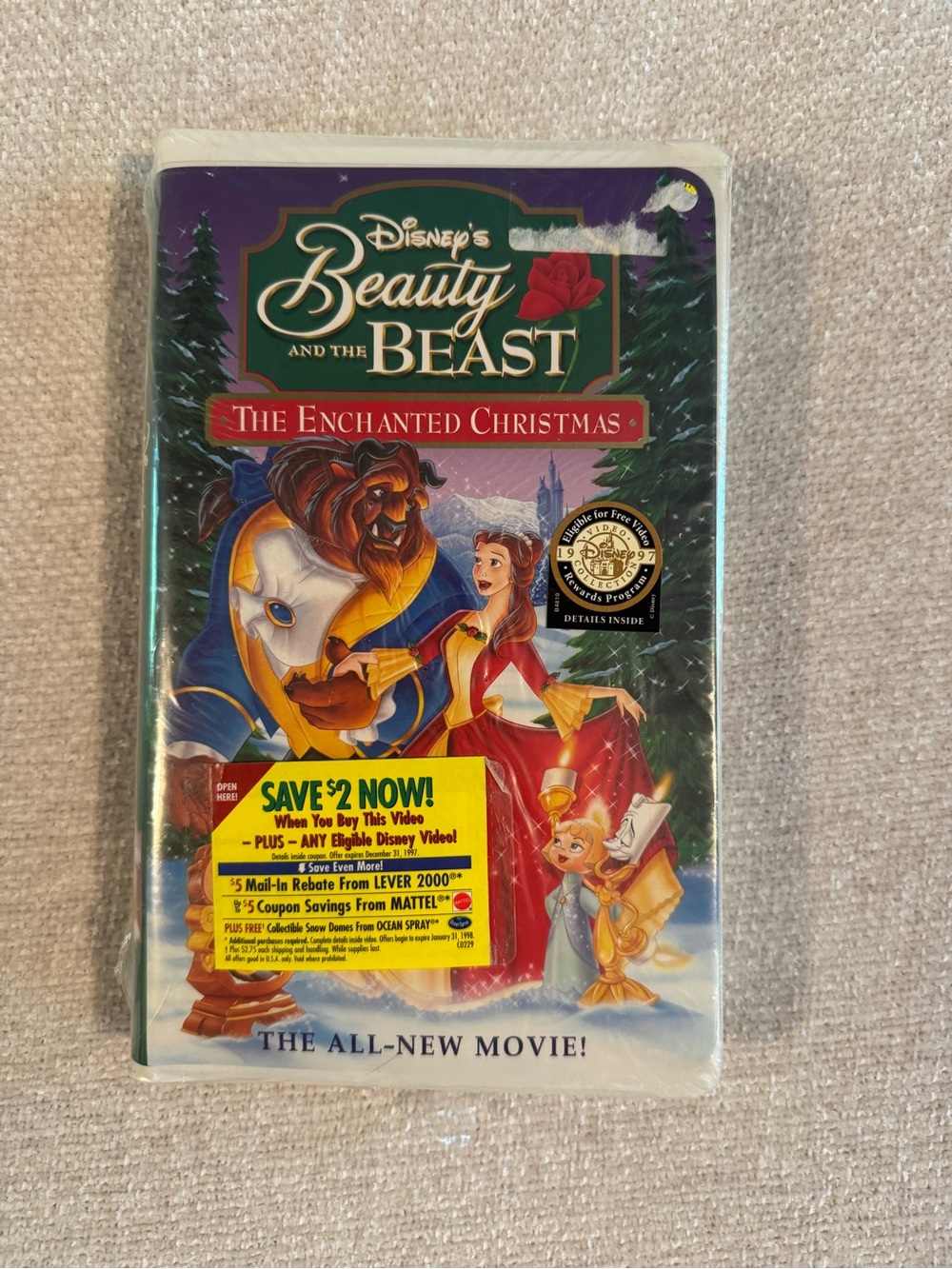 Vintage‎ Factory Sealed Disney Beauty & The Beast The Enchanted Christmas VHS